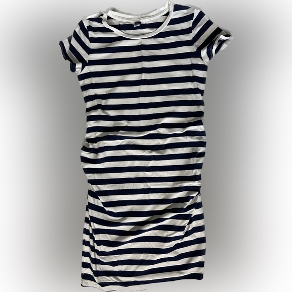 Maternity Old Navy Dress Blue White Stripes - Picture 1 of 3